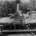 Phosphate being loaded onto barges from drying bin at Hull.